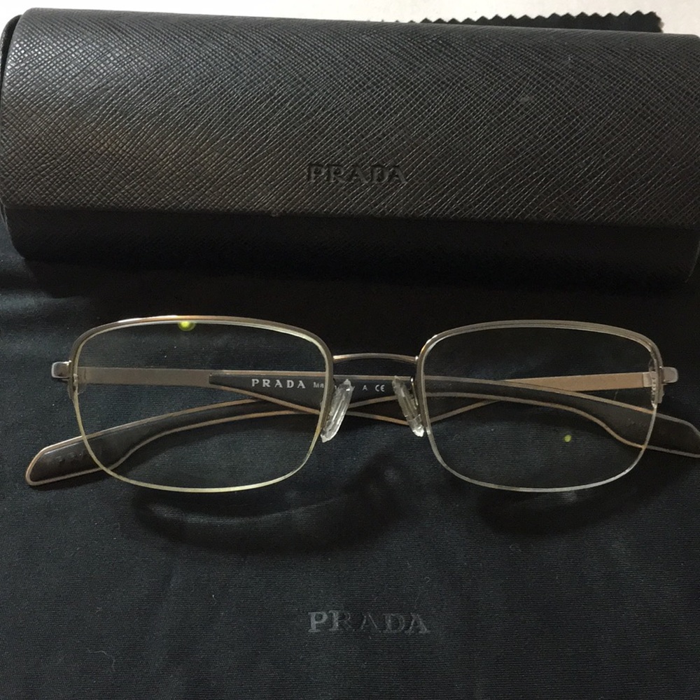 Auth PRADA glasses RX Eye wear Case & cloth